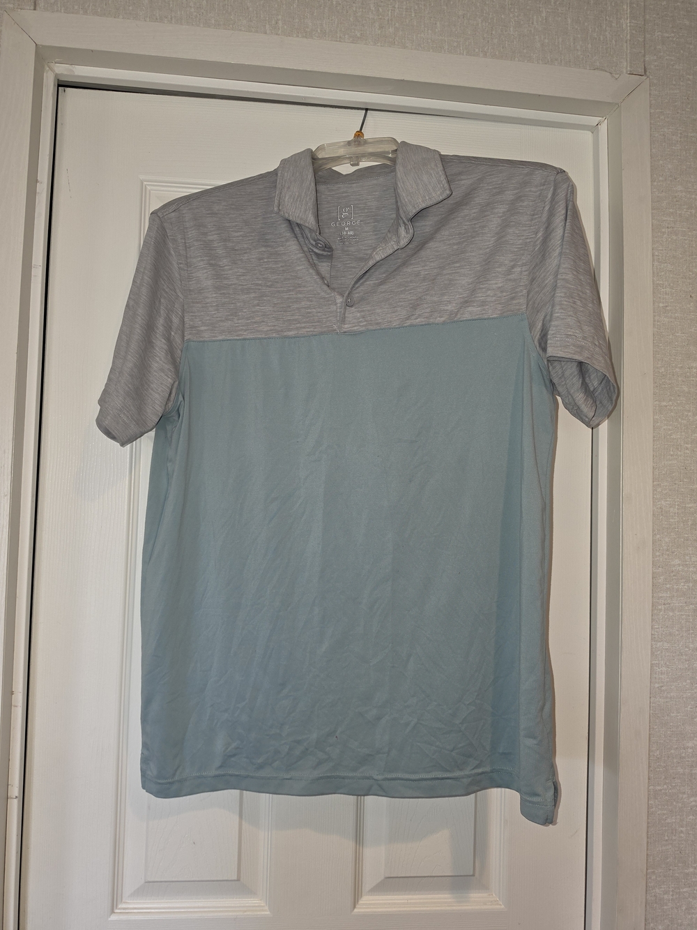 Men's Two-Tone Heather Gray and Light Blue Polo Shirt
